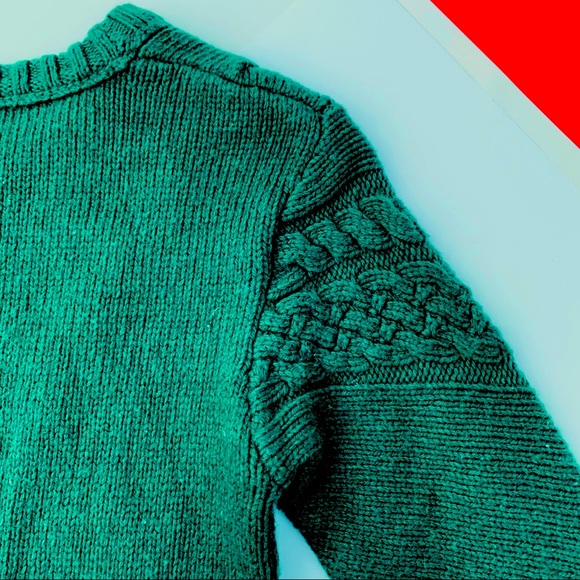 Cremieux preppy green cable-knit pullover fitted sweater, women’s XS - Picture 2 of 16